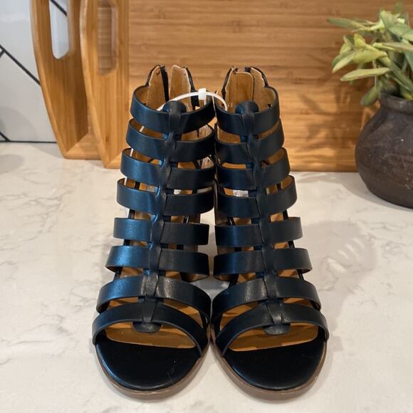 DV by Dolce Vita black Bailey caged stacked heel sandal rocker date size 4.5 - Picture 2 of 9